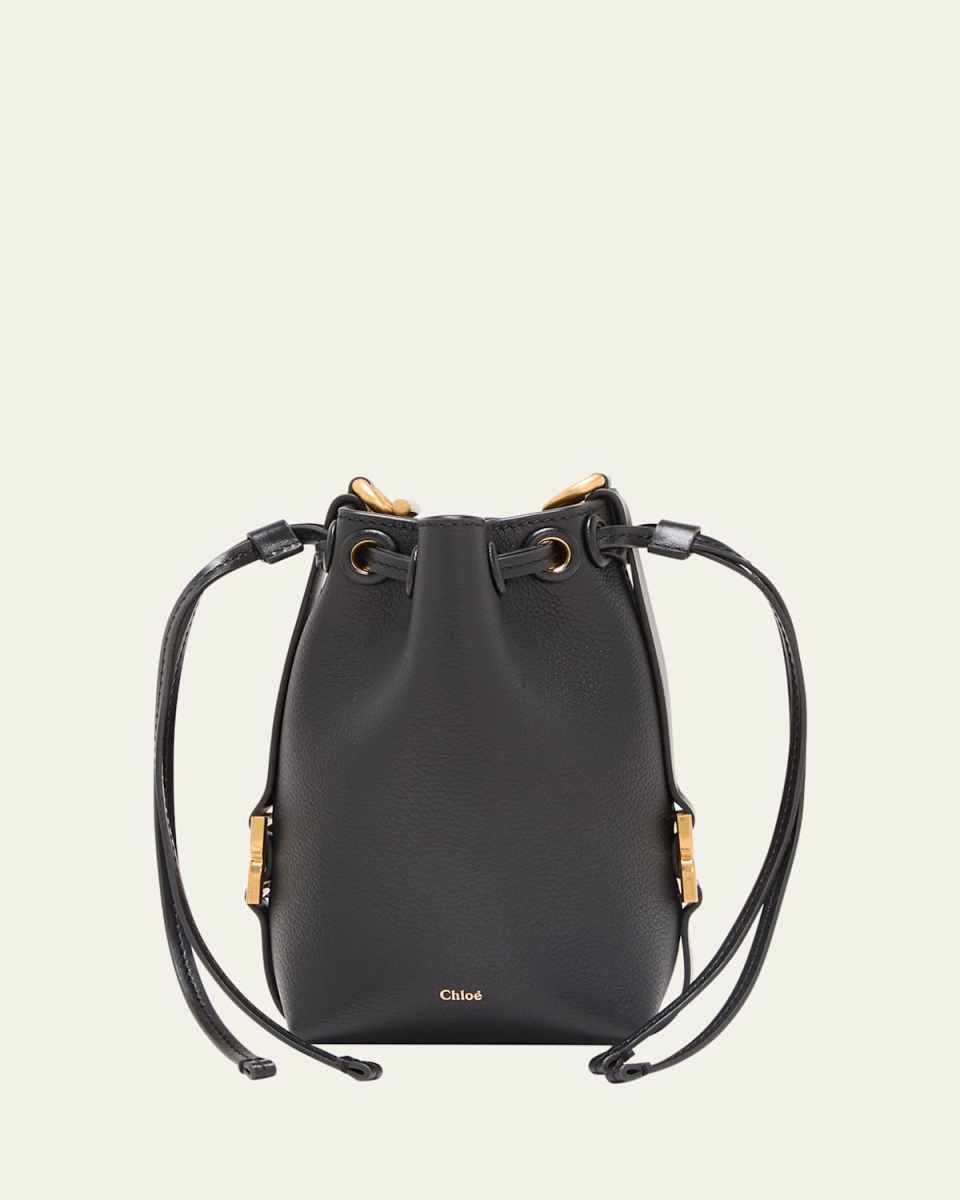 Marcie Micro Bucket Bag in Leather with Chain Strap